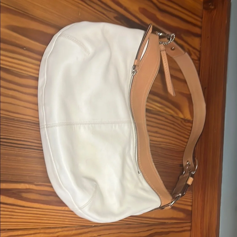 Coach White and Tan Hobo Bag with Crescent Shape - Picture 11 of 16